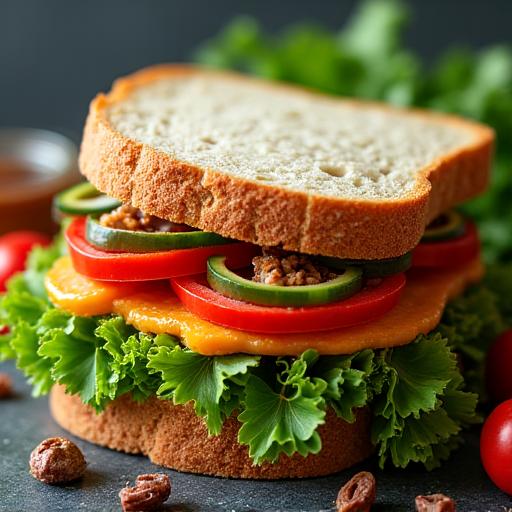 Panino gourmet con ingredienti freschi.